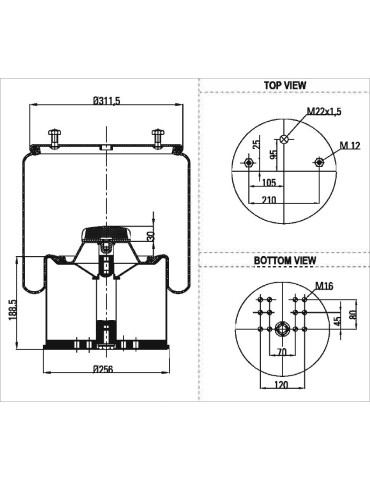 Coussin air piston acier